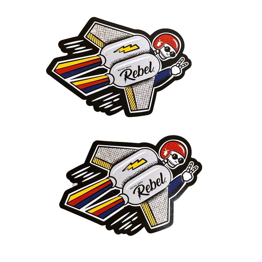 Dutch Bros Sticker Rebel Jetpack Skeleton Blast Off September 2026 Lot of 2